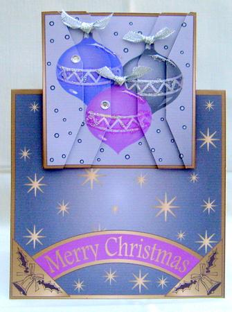 Christmas Baubles Vertical Fold Back by Valerie Cuthbertson
