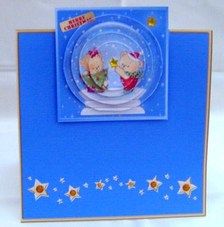 Xmas Teddies Snowglobe No-hole Over the Edge Circle Pyramid by Valerie Cuthbertson