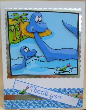 Blue Dinosaurs Swimming by Valerie Cuthbertson