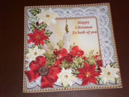 Red Poinsettia Candle 8in Picture Topper by Valerie Gabbitas