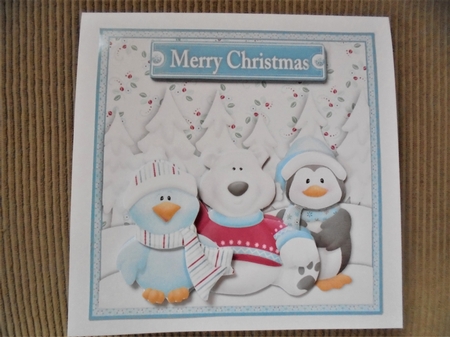 Polar Bear & Friends Square Card Front + Decoupage by Valerie ODonnell