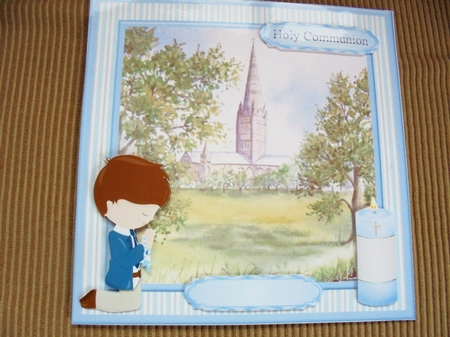 First Holy Communion Boy (brunette) Card Topper & Decoupage by Valerie ODonnell