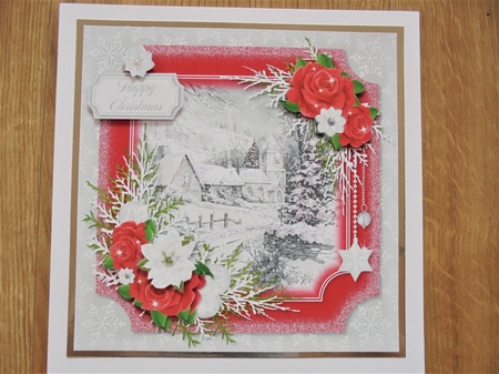 Silver and Red Nostalgia 7x7 Toppers set of 8 by Valerie ODonnell
