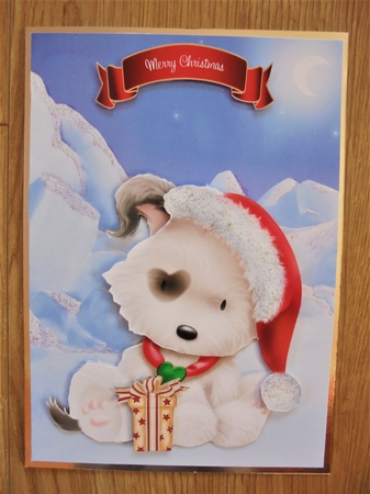 Doggie Santa Card Front by Valerie ODonnell