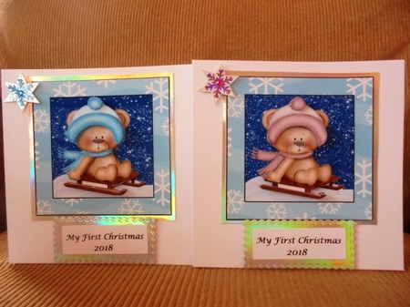 boy and girl christmas bears toppers sheet by Valerie ODonnell