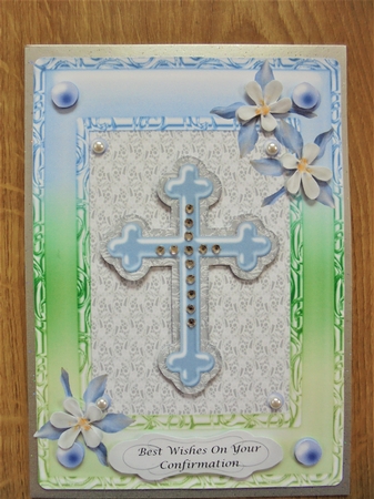 Christening Baptism Communion Confirmation Blue cross in frame by Valerie ODonnell