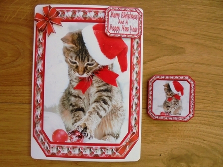 JJ PETS LOVE CHRISTMAS TOO CUTE CAT 7x5 by Valerie ODonnell