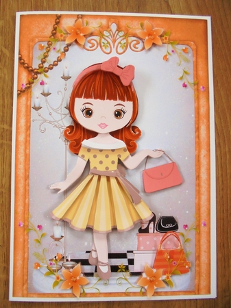 Retro Fashionista Shopping Spree A5 Card Front & Decoupage by Valerie ODonnell