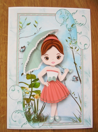 Retro Fashionista In the Garden A5 Card Front & Decoupage by Valerie ODonnell