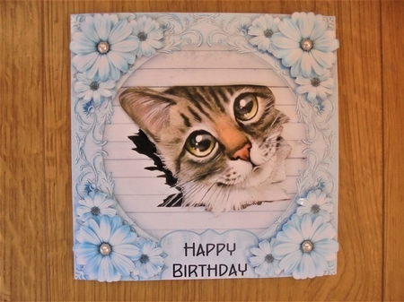 Thomas 6 - 6x6 inch card front with decoupage by Valerie ODonnell