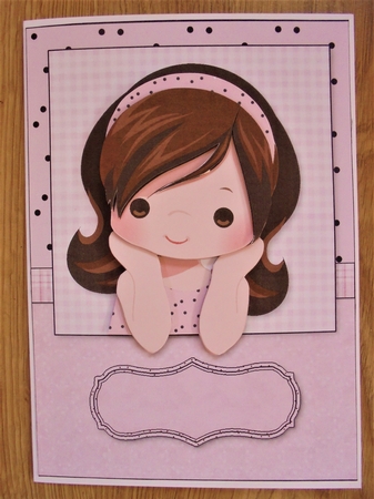 Pink Window Girl A5 Card Topper & Decoupage by Valerie ODonnell