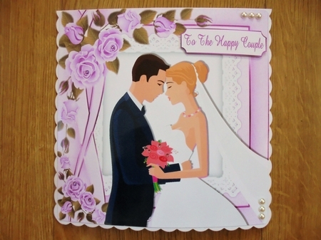 to the happy wedding couple with lilac roses 8x8 by Valerie ODonnell
