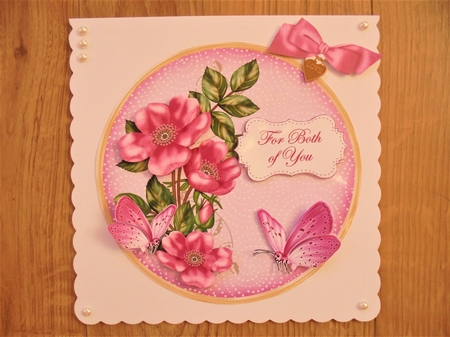 Cerise Wild Rose Both of You 7in Circle Decoupage Topper by Valerie ODonnell