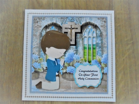 First Holy Communion brunette boy by Valerie ODonnell