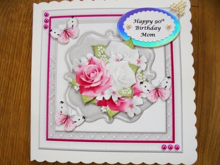 Pink & White Roses Quick Card by Valerie ODonnell