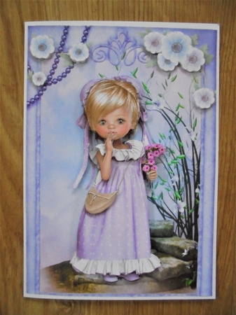 Sweet Little Purple Flower A5 Card Front & Decoupage by Valerie ODonnell