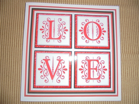 RED LOVE SQUARES All Occasions 7.5 Quick Layer Card & Insert by Valerie ODonnell
