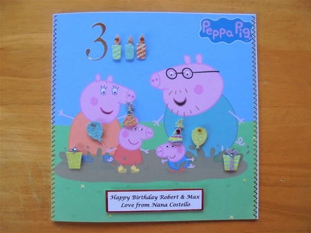 Peppa Pig 2 8x8 Birthday Card by Valerie ODonnell