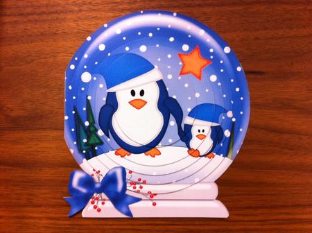3D Xmas Penguins Snowglobe Circle Pyramage Card Kit by Valerie Potts