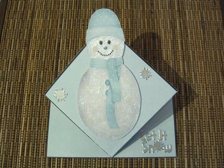 Pastel Blue Snowman Pop Up Spring Card by Valerie Potts
