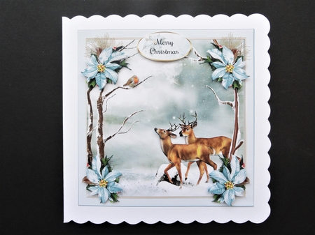 Christmas Stags Card Front With Decoupage by Valerie Spowart