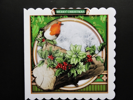 Christmas Robin 7x7 Green by Valerie Spowart