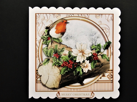 Christmas Robin 7x7 Cream by Valerie Spowart