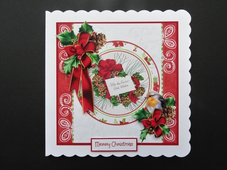 Holly wreath and robin by Valerie Spowart