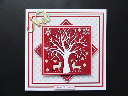 CHRISTMAS RED & GOLD DEER 7.5 Quick Layer Card & Insert by Valerie Spowart
