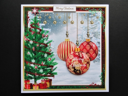 Christmas Baubles Decoupage 8x8ins Topper 5 by Valerie Spowart