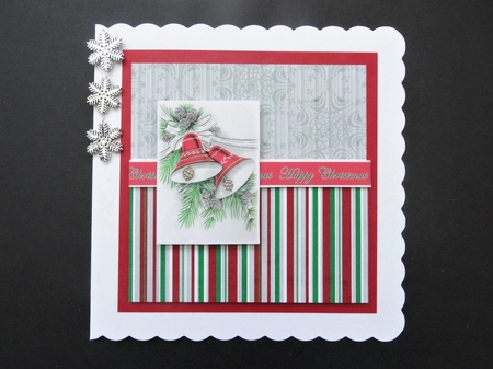 Christmas Bells Happy Christmas 6inch Split Decoupage Topper by Valerie Spowart