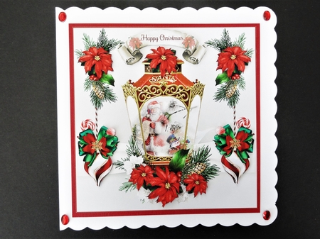 Santa Lantern Card Front With Decoupage by Valerie Spowart