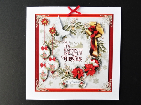 Christmas Wreath Card Front With Decoupage by Valerie Spowart