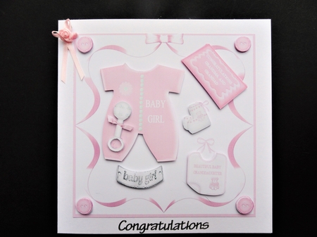 Pink new baby girl Grandma and Grandad by Valerie Spowart