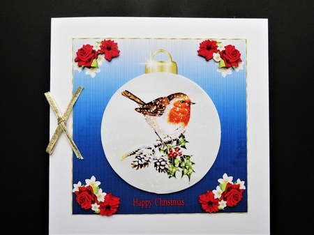 Bauble Robin Happy Christmas  by Valerie Spowart