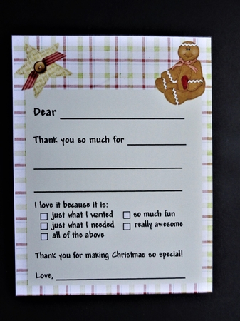 Christmas Thank You Holiday Cut and Fold Quick Card Fil in the Blank by Valerie Spowart