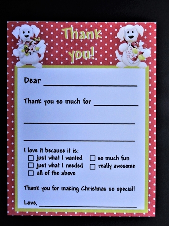 Christmas Thank You Holiday Cut and Fold Quick Card Fil in the Blank by Valerie Spowart