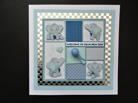 Baby Elephant in Blue - Easy Cut Layout Card Toppers by Valerie Spowart