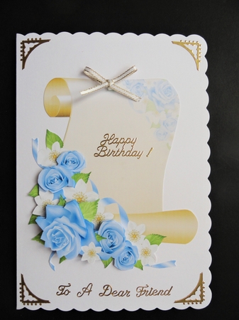 Blue Roses Scroll Decoupage with 3 Bonus Papers by Valerie Spowart