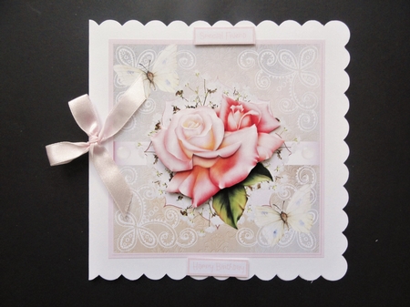 Pink rose and butterfly by Valerie Spowart