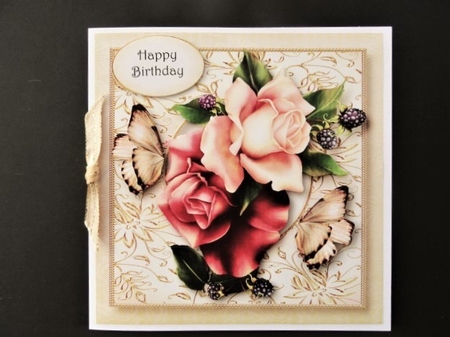 Square Gilded Frame - August Mood Roses 8x8 by Valerie Spowart