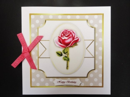 Romantic  Pink  Rose Quick card by Valerie Spowart