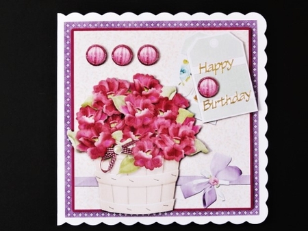 Flower Tub 3D Decoupage Thank You 7.5 Inch Square Card Front Kit by Valerie Spowart