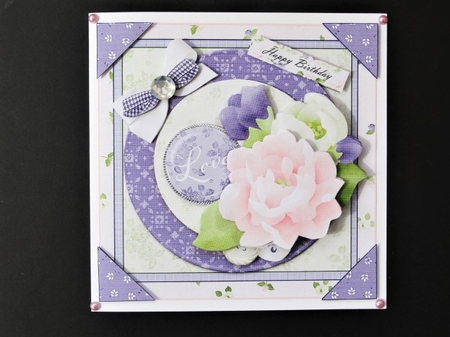 Love and Roses 7.5 Inch Decoupage Card Front, Insert & Sentiment Tags by Valerie Spowart