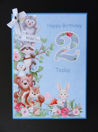 Woodland friends 2nd birthday print and fold quick card by Valerie Spowart