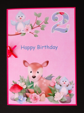 Little Deer 2nd birthday print and fold quick card by Valerie Spowart