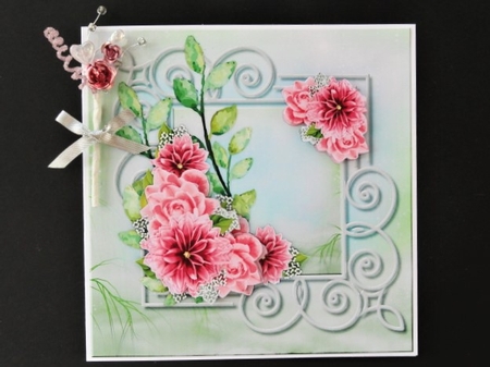 Pretty Flowers In Frame  Quick Card by Valerie Spowart