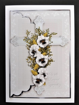 Sympathy Cross Scalloped Edge Faux Envelope Card by Valerie Spowart