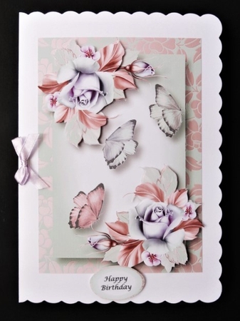 Pastel Butterflies & Spring Roses A5 by Valerie Spowart