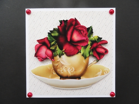 Floral Teacup & Saucer Decoupage Sheet - Passionara Roses by Valerie Spowart